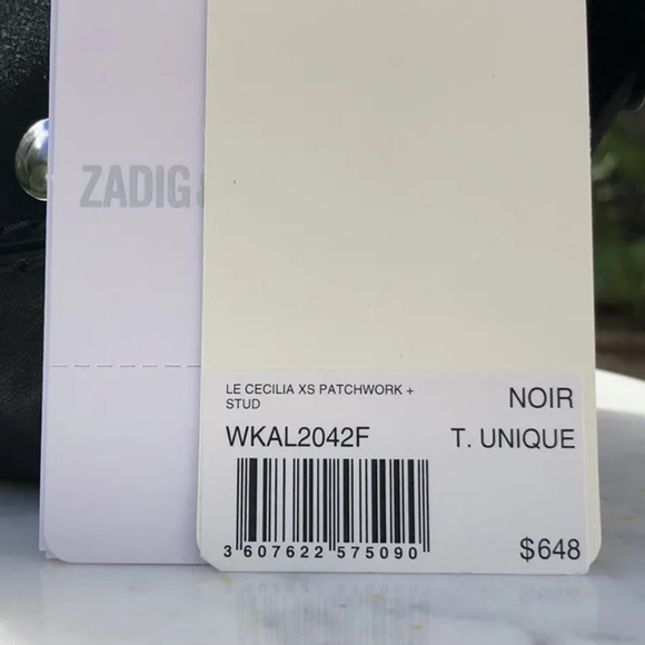 Zadig & Voltaire Le Cecilia patchwork stud Italian leather crossbody bag New - Picture 11 of 11